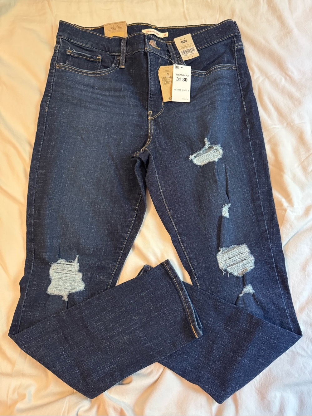 Levi's 311 Shaping Skinny Women's Dark Wash Stretch Distressed Jeans Sz 12Short